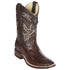 Brown Ostrich Leg Square Toe Boot