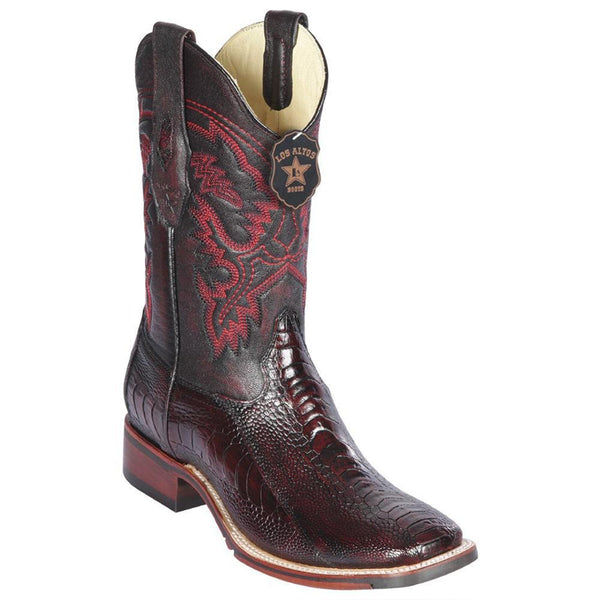 Black Cherry Ostrich Leg Square Toe Boot