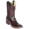 Black Cherry Ostrich Leg Square Toe Boot