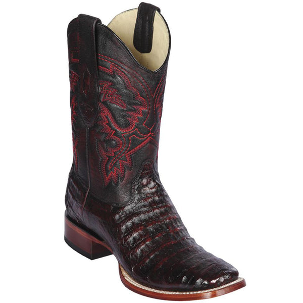 Los Altos Black Cherry Mens Caiman Square Toe Boots