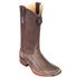 Greasy Brown Ostrich Leg Square Toe Boot