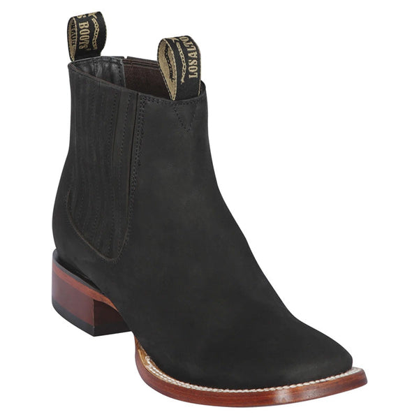 Black Square Toe Ankle Boots - Los Altos Boots