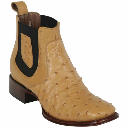 Short Ostrich Square Toe Boots