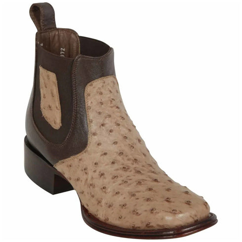 Short Ostrich Square Toe Boots