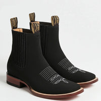 Men's Los Altos Boots Nubuck Black Chelsea Boots Square Toe