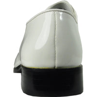 Bravo Mens Classic Moc Toe Shiny Patent Tuxedo Prom Shoe in Ivory