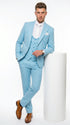 Men’s Turquoise Light blue Suit, Vested Formal Dress Suit for Weddings, Prom, Summer Parties, and Special Occasions in Aqua Blue Color By Rossiman