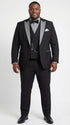Men’s Black And White Lapel 3 Piece Tuxedo Suit with Silver Gray Satin Lapel | Formal Wedding Prom Suit Set