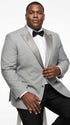 Men’s Silver Dinner Jacket – Satin Peak Lapel Tuxedo Blazer for Weddings, Prom & Formal Events in color silver grey