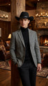 Men’s Grey Herringbone Winter Cowboy Blazer – Western Sport Coat Jacket