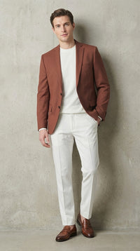 Mens Rustic Brown Light Burnt Orange Copper Blazer – Classic Fit Single Breasted Formal Casual Dress Jacket