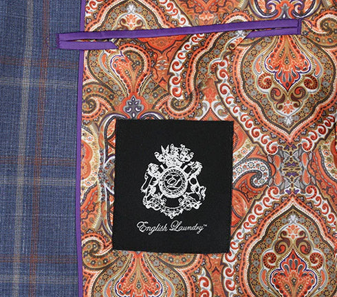 English Laundry 2-Piece Check Wool Linen Blend Slim Fit Suit