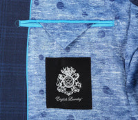 English Laundry 2-Piece Blue Plaid Wool Blend Slim Fit Dress Suit
