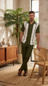 Men’s Olive Green and White Walking Suit – 2-Piece Short Sleeve Casual Leisure Outfit