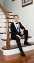 Boys Black Tuxedo Suit with White Shawl Lapel and Bow Tie | Formal Wedding & Prom Outfit Set