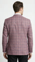 Mens Dusty Rose Mauve Pink with Tint of Blue Plaid Sport Coat Blazer – Classic Check Pattern Casual Blazer Jacket for Business Casual, Wedding