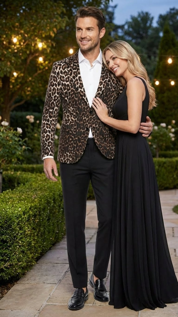 Men’s Leopard Print Blazer – Slim Fit Statement Jacket for Evening, Pa ...