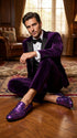 Mens Purple Sequin Dress Shoes Slip on  – Luxury Slip On Formal Loafers Wedding Prom Party Designer Footwear