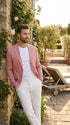 Men’s Red and white Houndstooth Summer Blazer, Lightweight Check Sport Coat for Weddings, Prom, Parties