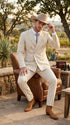Men’s Tan Linen Cowboy Suit, Double Breasted Western Wedding Formal Western Suit Country style in Beige Tan Color