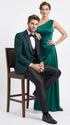 Tazzio Men’s Hunter Green & Black Paisley Tuxedo – Skinny Fit Shawl Collar 3-Piece Prom and Wedding Suit