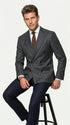 Men’s Charcoal Double Breasted Blazer, Formal Wedding Business Casual Sport Coat Jacket Wool Fabric