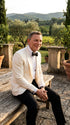 Men’s James Bond Style Ivory Dinner Jacket, White Tuxedo Blazer for Wedding, Prom and Black Tie Events