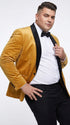 Men’s Velvet Gold Tuxedo Dinner Jacket – Black Shawl Lapel Wedding & Prom Blazer