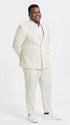 Men’s Ivory Cream Double-Breasted Linen Suit – Off-White Summer Wedding Slim Fitted 2-Piece Suit Cream Color