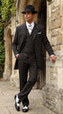 Men’s Black Pinstripe Zoot Suit – 3-Piece Gangster, Formal Suit 1920s Pimp Suit