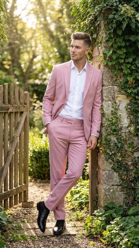 Vitali Brand Modern Fit Men’s Light Pink Formal Suit - Blush Color
