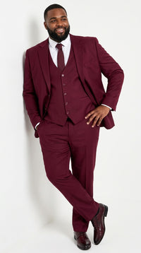 Men’s Stacy Adams Brand Burgundy 3 Piece Suit – Two Button Vested Style church wedding Modern Fit Suit