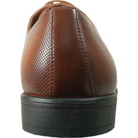 Bravo Mens Antique Plain Toe Lace Up Oxford Dress Shoe in Cognac