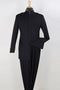 Mens Classic Military Banded Collar Mandarin Safari Suit in Black