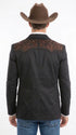 Men’s Black & Brown Western Blazer – Cowboy Sport Coat with Brown Embroidered Shoulder & Back Design