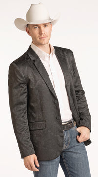 Men’s Black Western Paisley Blazer – Cowboy Jacquard Sport Coat