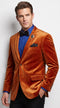 Men’s Burnt Orange Velvet Blazer – Kingsman Golden Bee Inspired Luxury Dinner Jacket