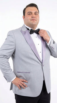 Men’s Silver Grey Dinner Jacket with Black Pants – Formal Wedding Prom Tuxedo Blazer Outfit Suit