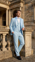Men’s Powder Blue 3-Piece Tuxedo – Light Blue Wedding & Prom Suit with Vest in Light Blue Sky Color