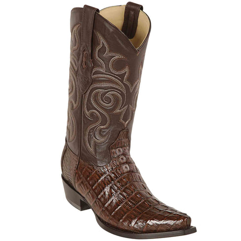 Mens Brown Caiman Tail Boots Snip Toe - Los Altos Boots