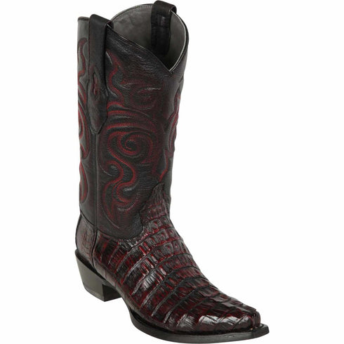 Black Cherry Snip Toe Caiman Tail Boots