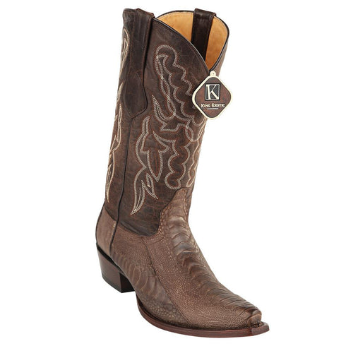 King Exotic Men's Ostrich Leg Grasso Western Snip Toe Boots