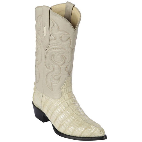 Winter-White Crocodile Boots