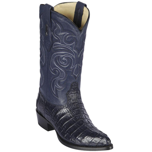 Men's Navy Blue Crocodile Boots J-Toe