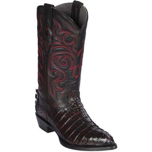 Mens Caiman Tail Boots J-toe Black Cherry - Los Altos Boots