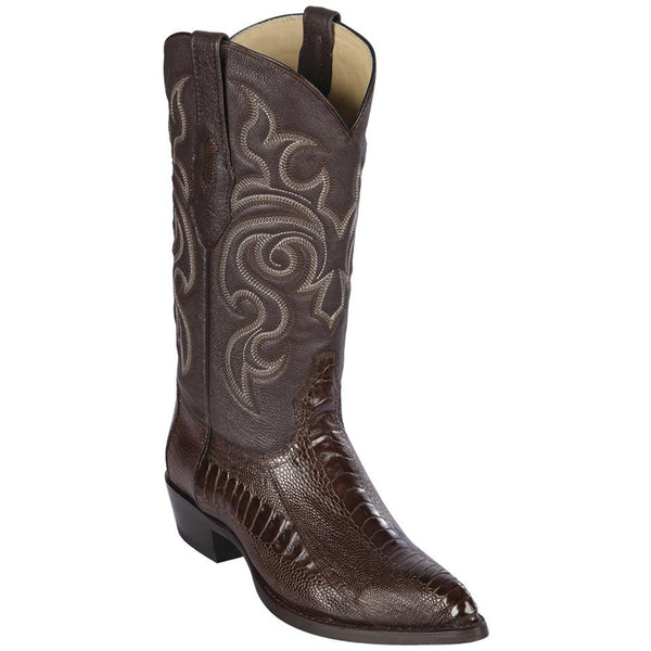 brown ostrich leg cowboy boot