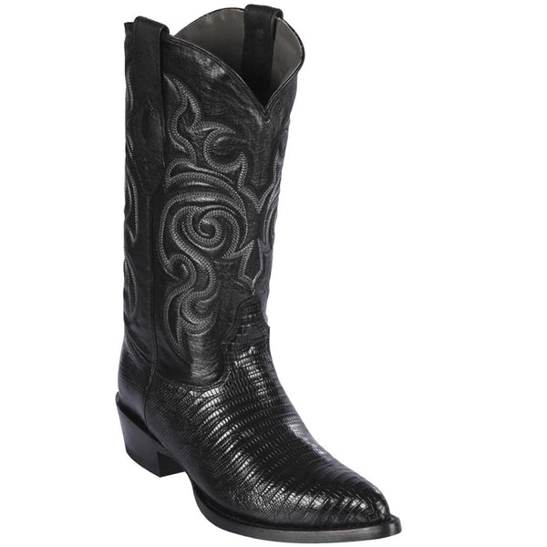 Image of Los Altos Boots Mens Lizard Cowboy Boots J-Toe Black.