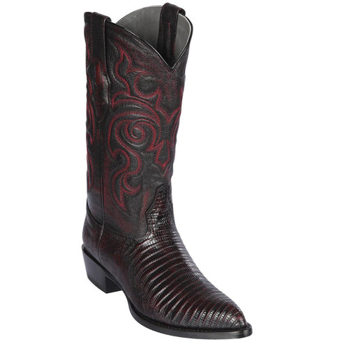 Los Altos Mens Black Cherry Lizard Boots