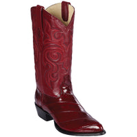 Men’s Red Eel Cowboy Boots with Pointed Toe, Original Leather Western Dress Boots