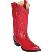 Men’s Red Eel Cowboy Boots with Pointed Toe, Original Leather Western Dress Boots